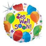 Balloons & Stars Get Well - 9 Inch Stick Balloon