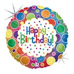 Rainbow Dots Birthday - 9 Inch Stick Balloon