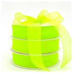 Edged Organza - 25mm x 50m - Fluro Lime