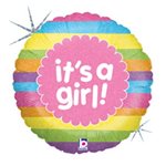 Rainbow It's a Girl - 4 Inch Stick Balloon