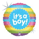 Rainbow It's a Boy - 4 Inch Stick Balloon