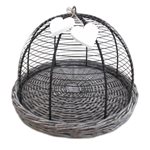 Wicker Basket Tray with Wire Cloche - 33cm Dia x 28cmH