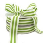 Stripe Grosgrain Rbn 25mm x 25 - Green & White Stripe