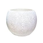 Cement Patterned Round Pot - White - Small - 22*22*19cm