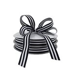 Stripe Grosgrain Rbn 15mm x 25 - Black & White Stripe