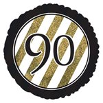 90 Black and Gold Glitter - 17 inch Helium