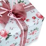 Giftwrap Roll - Vintage Rose on Blue - 600x45m - Counter Roll