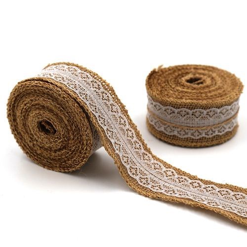 Hessian Ribbon with Lace 40mm
