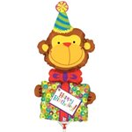 Monkey Birthday - 14 Inch Stick Balloon