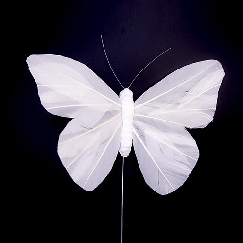 White Feather Butterfly 20 x 14cm - 6 pcs