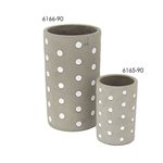 Cement Round Pot White Dot - 9.5*9.5*14.5cmH