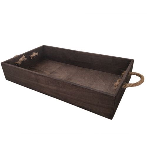 Wooden Tray With Rope Handles