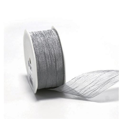 Metallic Crinkle Cut Edge Ribbon - Silver 38 x 10m