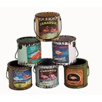 Rustic Paint Cans (set of 6) - Flamingo Pattern 75x80x75mm