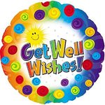 Get Well Dots & Swirls - 9 Inch Stick Balloon