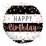 Rose Gold Dots Birthday - 9 Inch Stick Balloon
