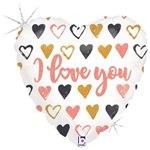I Love You Rose Gold Hearts - 9 Inch Stick Balloon