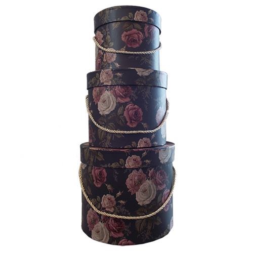 Round Flower Box - Roses - Set of 3