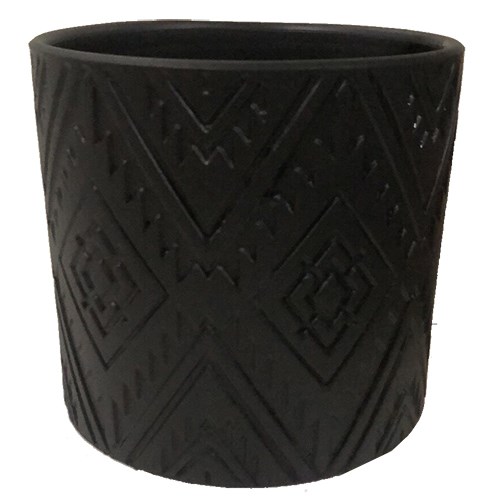 Black Pattern Cement Pot  13.5x13.5x12.5cm