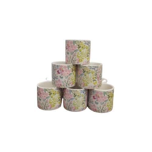 Pastel Floral Porcelain Pot Small - Set of 8  6.5x