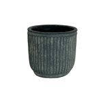Cement Pot- Ribbed- Grey - 14cm x 14cm x 13cm