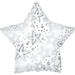 White Pattern Star - 9 inch Stick Balloon