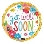 Get Well Floral - 9 Inch Stick Balloon