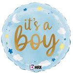 It's a Boy Stars and Clouds - 9 Inch Stick Balloon