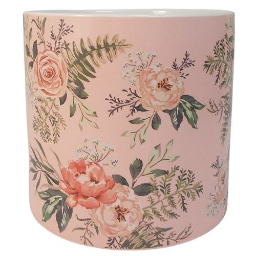 Cement Pot- Pink Floral 16x16x15cm