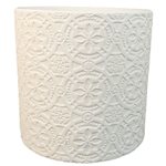 Cement Round Pattern Pot White- 18x18x17cm