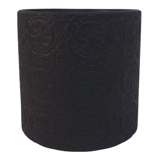Cement Round Pattern Pot Black 18x18x17cm