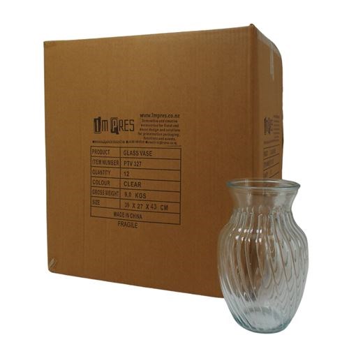 Waisted Glass Vase - 12cm Dia x 20cm H (12 Per Car