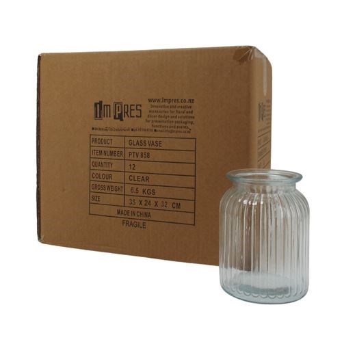 Medium Ribbed Glass Jar