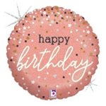 Rose Gold Confetti Birthday - 9 Inch Stick Balloon
