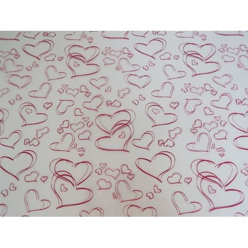 Cello Sheets, Raspberry Hearts - 50 x 70cm, 50pack