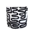 Cement Pot - Painted Black Squiggles 13.5x13.5x12.5cm