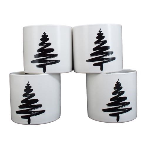 Cement Pot - Christmas Tree 4pk 10x10x9cm