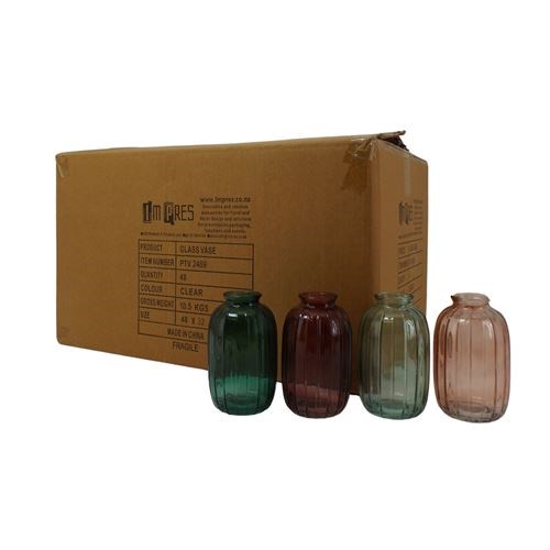 Coloured Glass Vase Set - 12 x 4pk