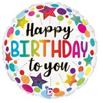 Birthday Stars and Dots - 9 Inch Stick Balloon