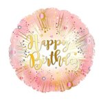 Happy Birthday Rose Gold - 9 Inch Stick Balloon