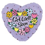 Get Well Soon Daisies & Tulips - 4 inch Stick Balloon