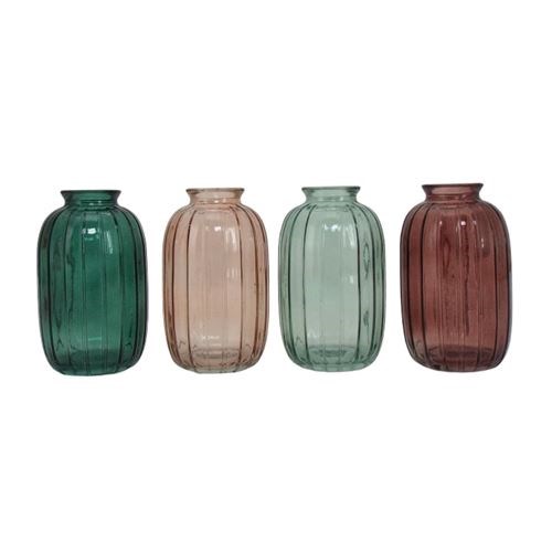 Coloured Glass Vase Set - 4pk