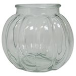 Short Round Ribbed Glass Vase - 15cm Dia x 13cm H (Single)