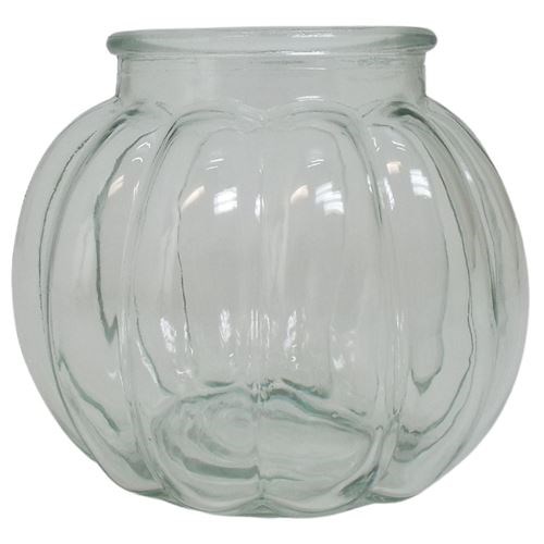 Short Round Ribbed Glass Vase