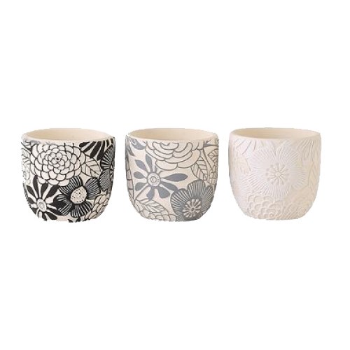 Small Cement Pots - Asst Set of 3 - 11x11x10cm