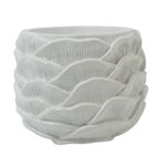 Glazed White Cement Pot Medium - Scales 16.5x16.5x13cm