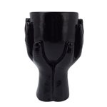 Glazed Black Cement Pot - Hands 13.5x11x19cm