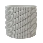White Cement Pot Small - Spiraling Design 11*11*10cmH