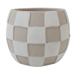 Plain Cement Pot Small - White Checker 12.5x12.5x10cm