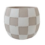 Plain Cement Pot Medium - White Checker 16.5x16.5x13cm